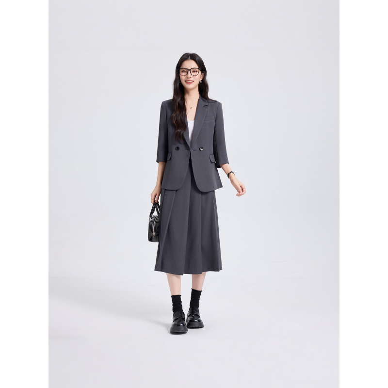 Women Formal Wear Shirts - Navy Blue Women's Suit Set for