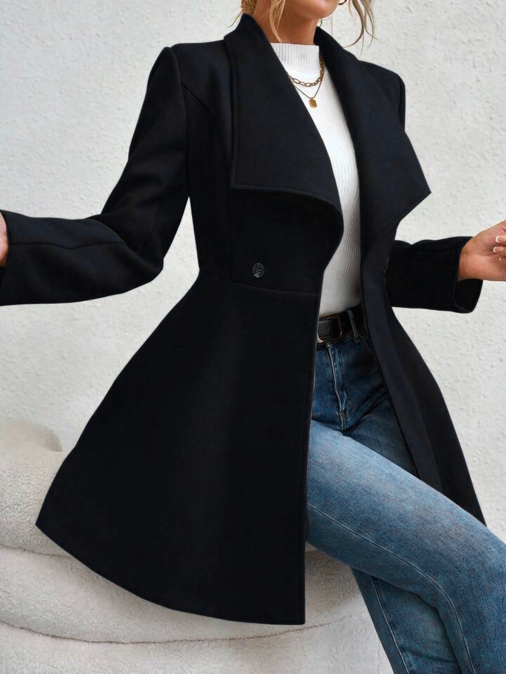 Autumn Winter Fashionable Notc - Tailored Coat Wool recension och pris