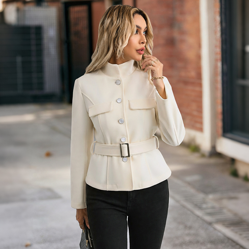 Women White Mock Neck Belted J - Women Formal Wear Belt recension och pris