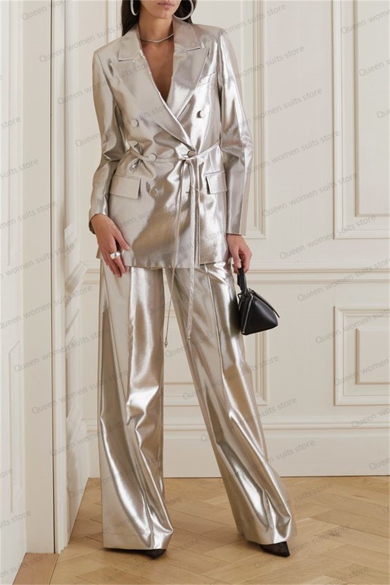 Shiny Satin Wedding Women Suit - Women Formal Wear Belt recension och pris