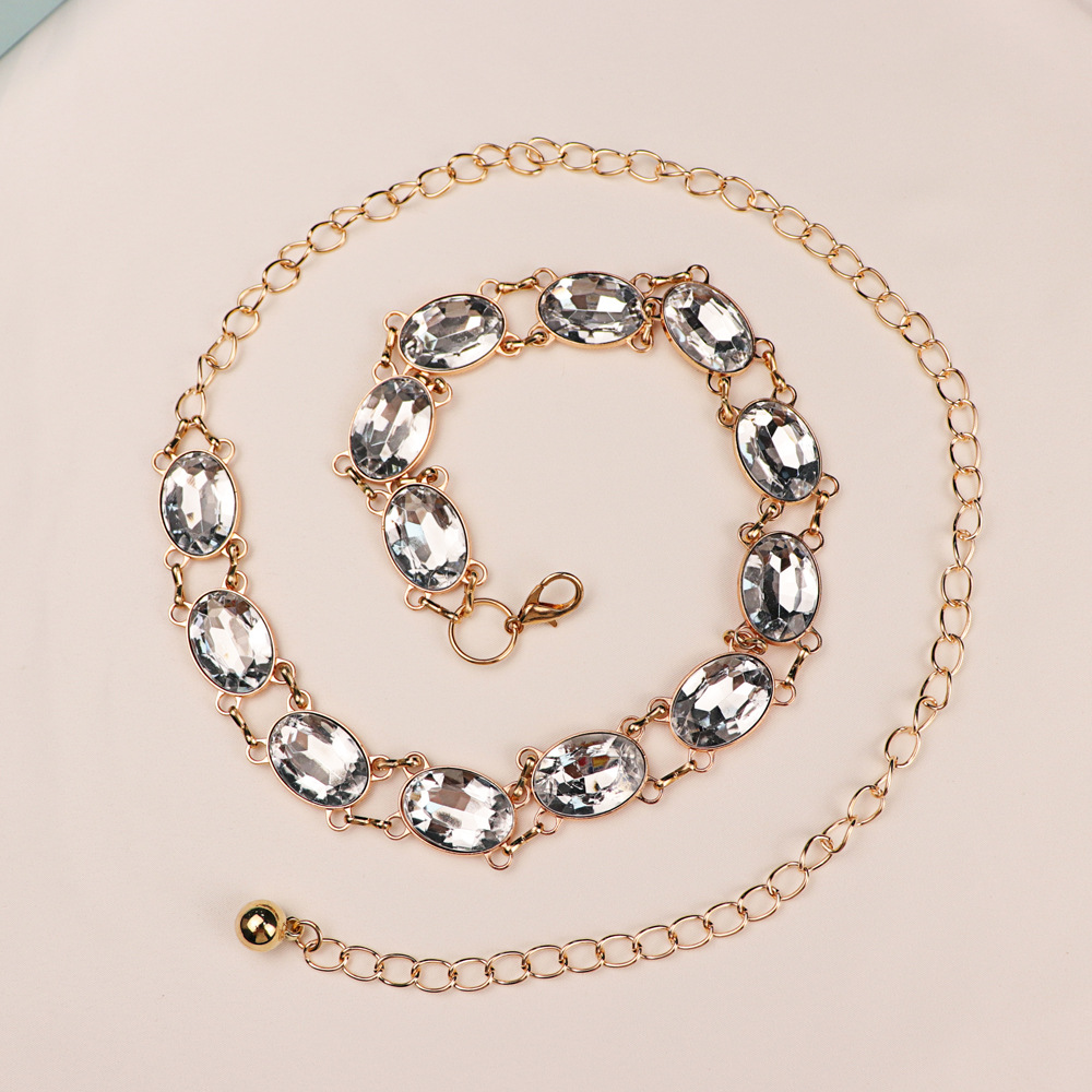 Chic Rhinestone Waist Chain Wo - Women Formal Wear Belt recension och pris