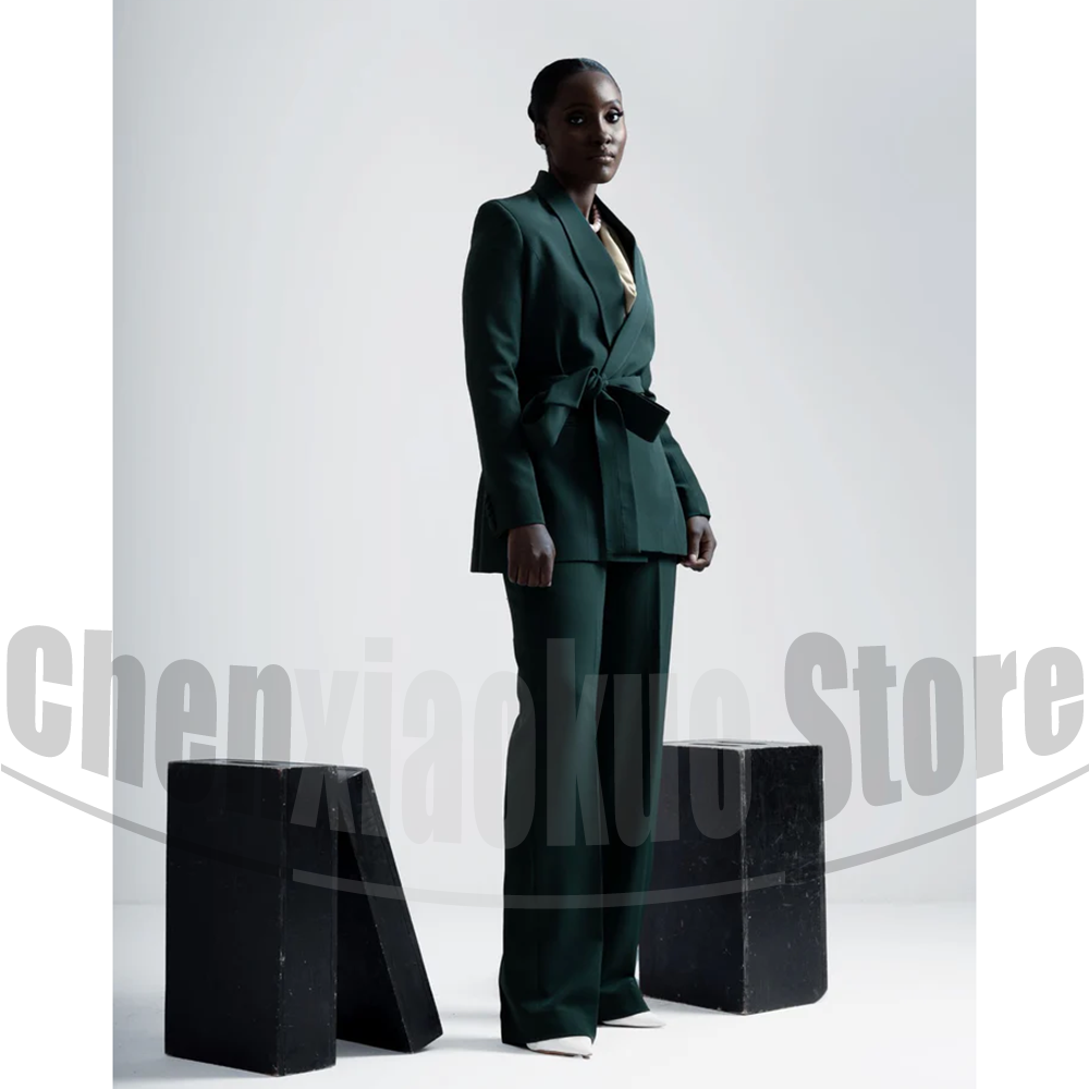 Women Suit Belted Blazer and W - Women Formal Wear Belt recension och pris
