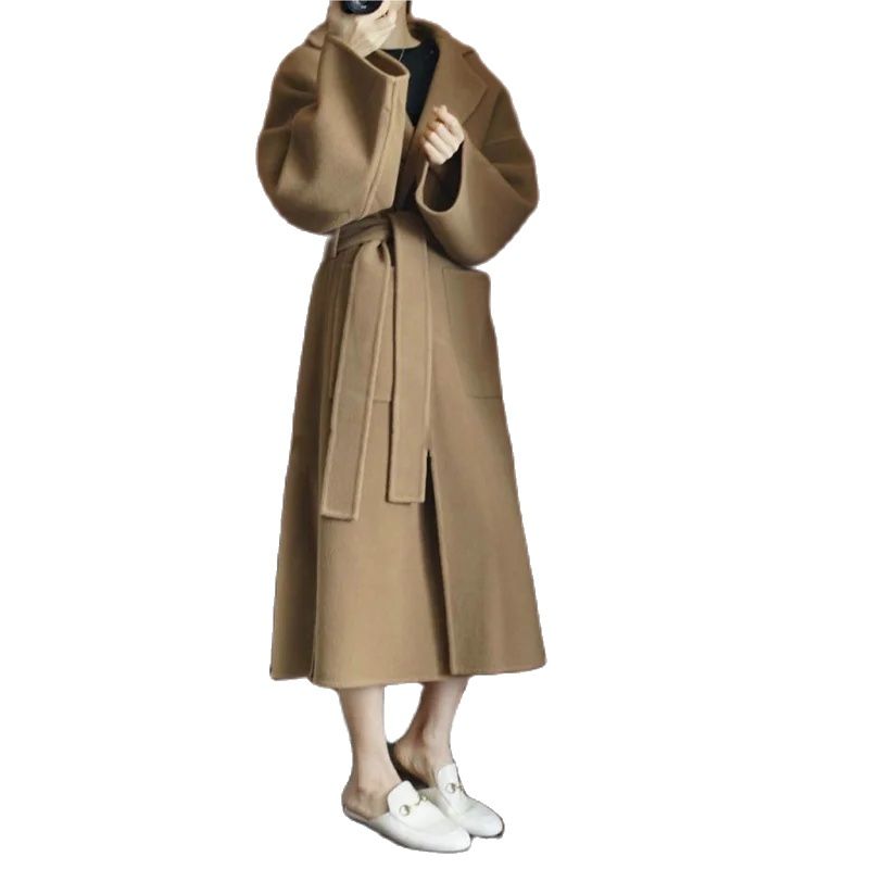 Elegant Women's Long Coat 100% - Women Formal Wear Belt recension och pris