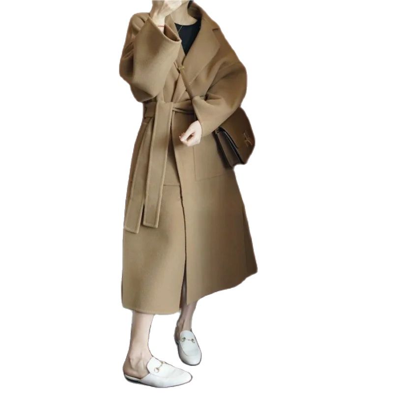 Elegant Women's Long Coat 100% - Women Formal Wear Belt recension och pris
