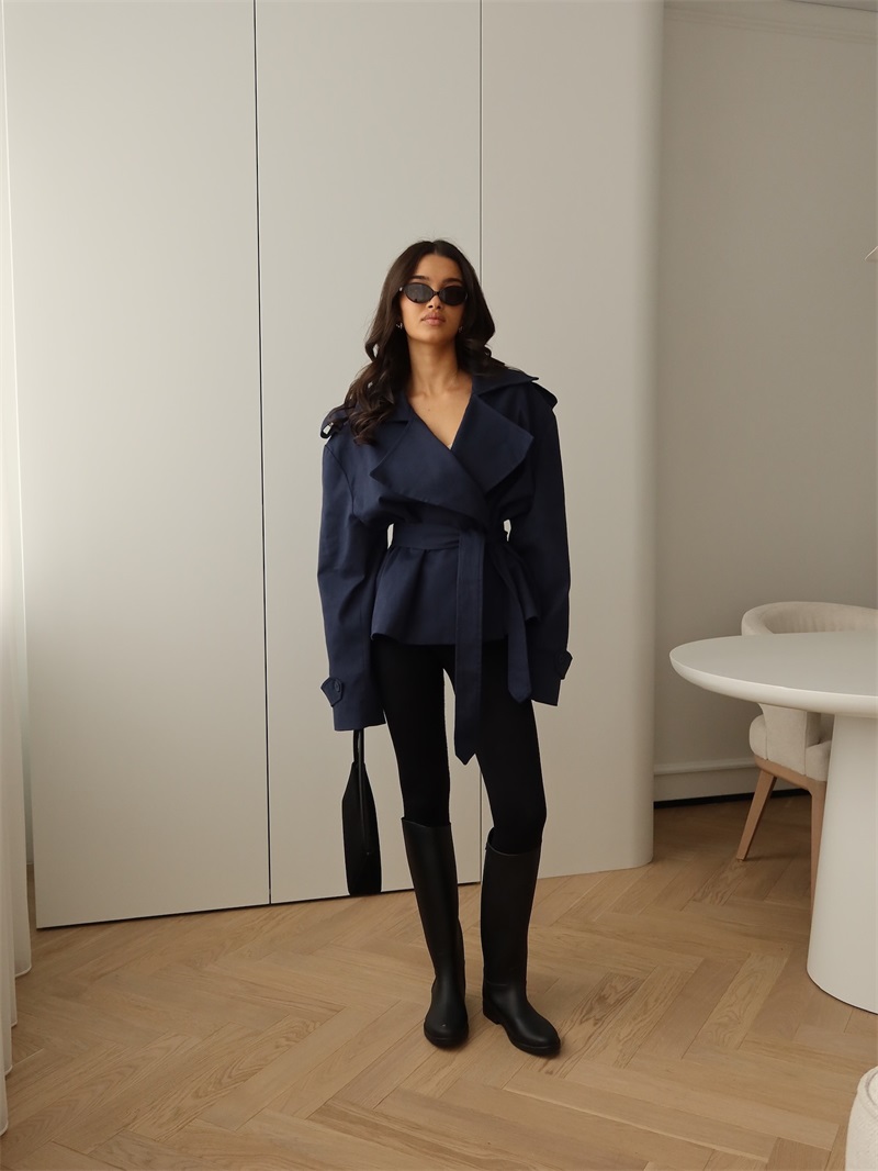 Autumn Navy Blue Women Suit 1  - Women Formal Wear Belt recension och pris