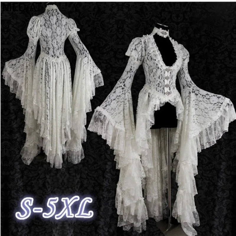 Gothic Women White Vintage Sol - Victorian Women'S Formal Wear recension och pris