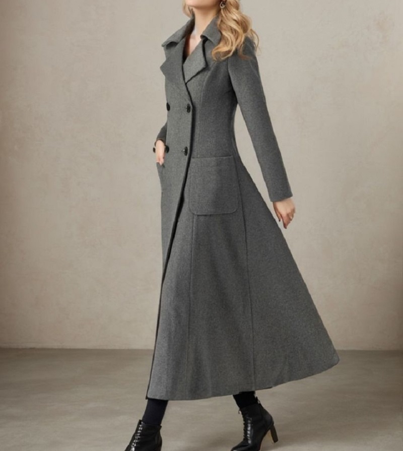 Women Gray Long Jacket Wool Do - Tailored Coat Wool recension och pris