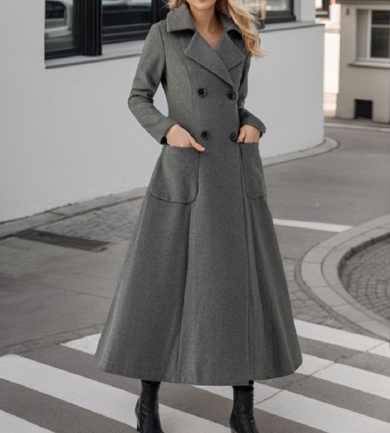 Women Gray Long Jacket Wool Do - Tailored Coat Wool recension och pris