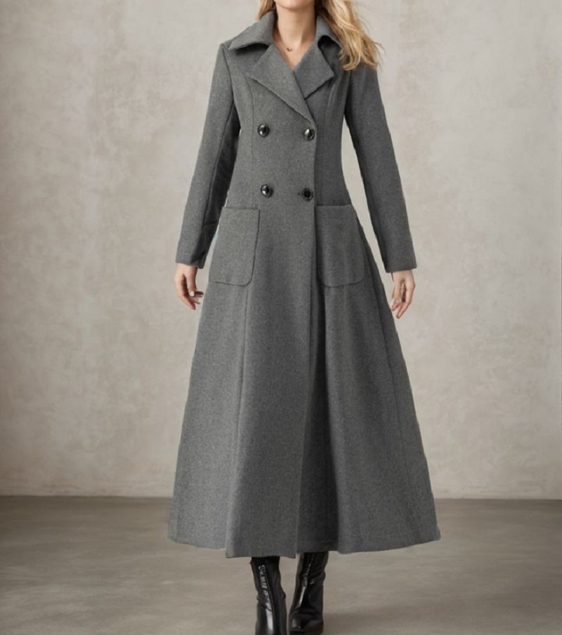 Women Gray Long Jacket Wool Do - Tailored Coat Wool recension och pris